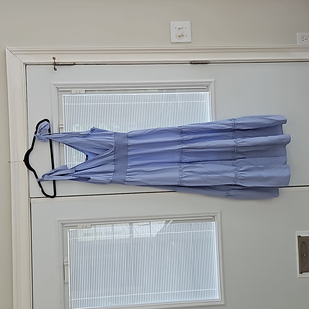 Periwinkle maxi tiered dress with tie straps
